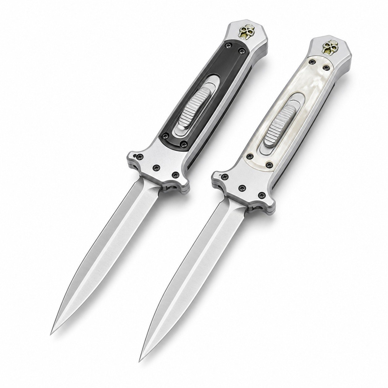 9-inch Vertical Jump Skull Handle Double-edged OTF Knife